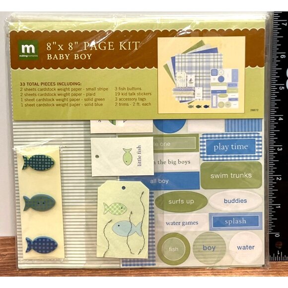 8x8 Baby Boy Scrapbook Page Kit by Making Memories 28872 - Picture 2 of 3
